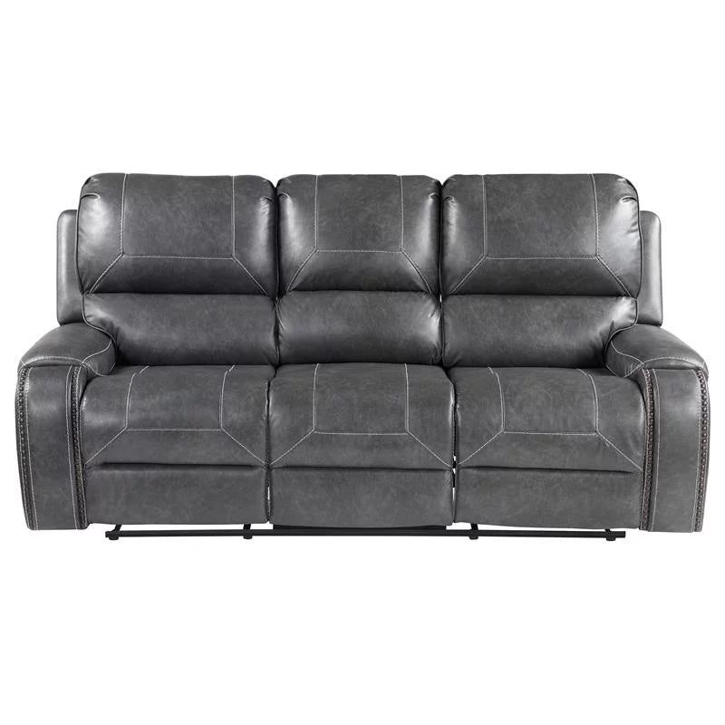 Gray Faux Leather Manual Reclining 3-Piece Motion Set D339