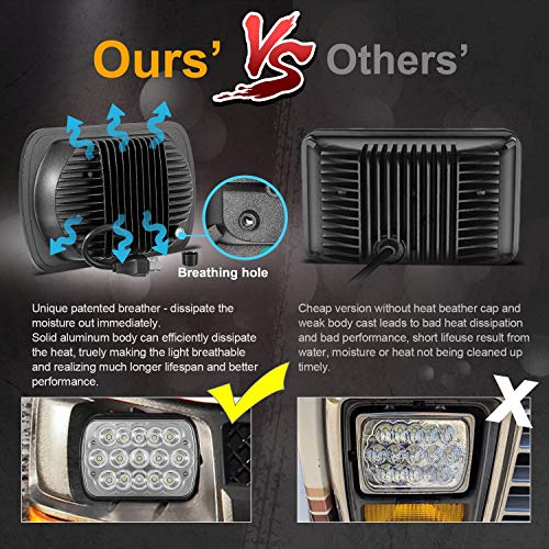 2PCS Rectangle 5x7 7x6 LED Headlights Hi/Low Sealed Beam R57455