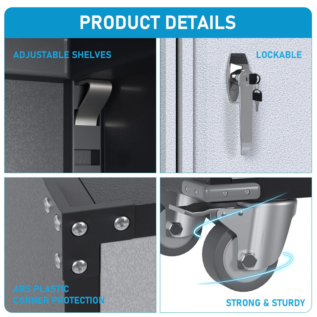 Metal Rolling Storage Cabinet with Hanging Rod P6633