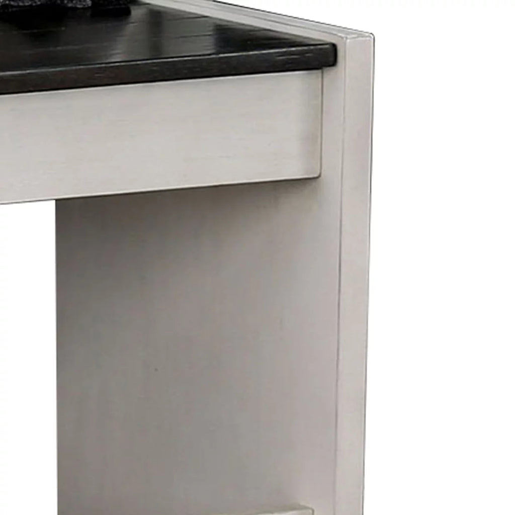 White and Black Wooden Counter Height Bench with Lift Top Seat S524279