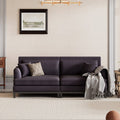 Gray Upholstered Loveseat Sofa with Wooden Legs and Two Throw Pillows I969