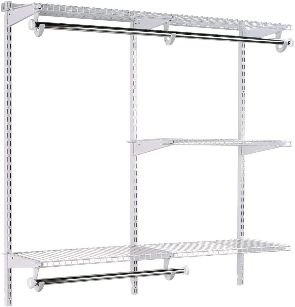 White Wire Shelving Kit with Expandable Shelving and Telescoping Rods G783