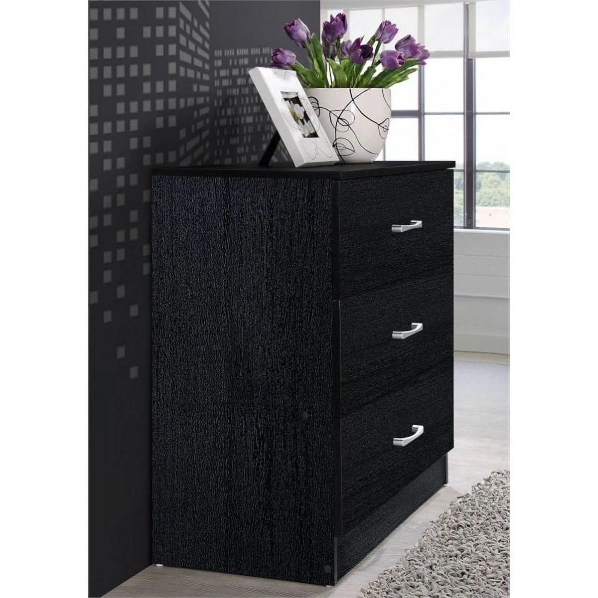 2 Piece Black Wood Bedroom Set B426