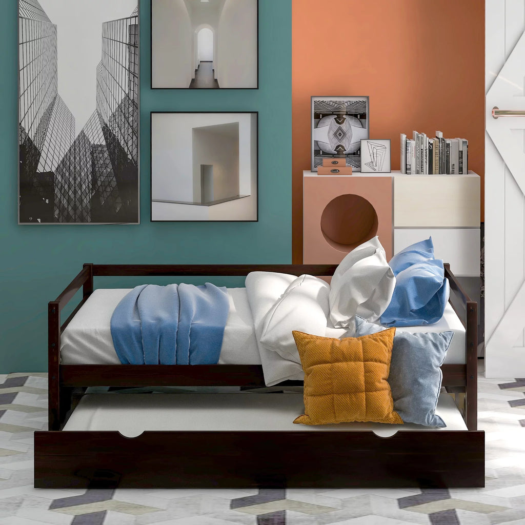 Twin Size Espresso Daybed with Trundle J363