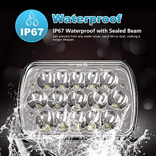 2PCS Rectangle 5x7 7x6 LED Headlights Hi/Low Sealed Beam R57455
