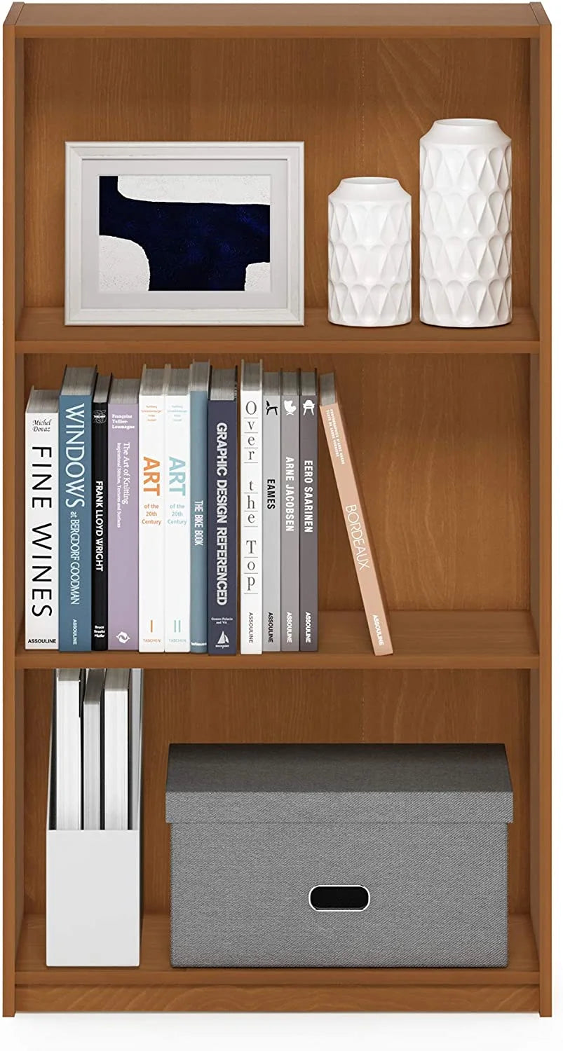 3-Tier Natural Oak Bookcase Storage Shelves O857334