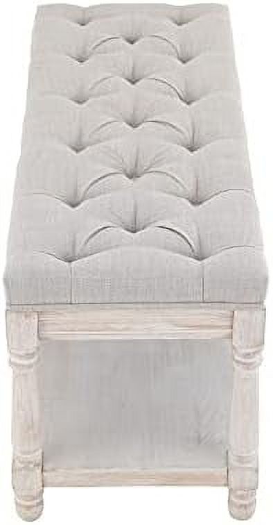 Gray Tufted Wood Entryway Bench I957093