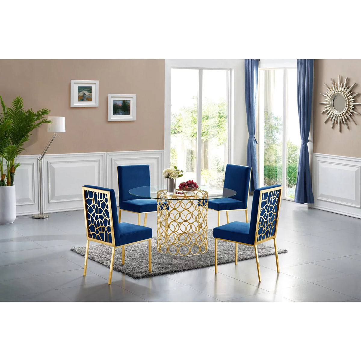 Black Velvet Dining Chair Set of 2 I435