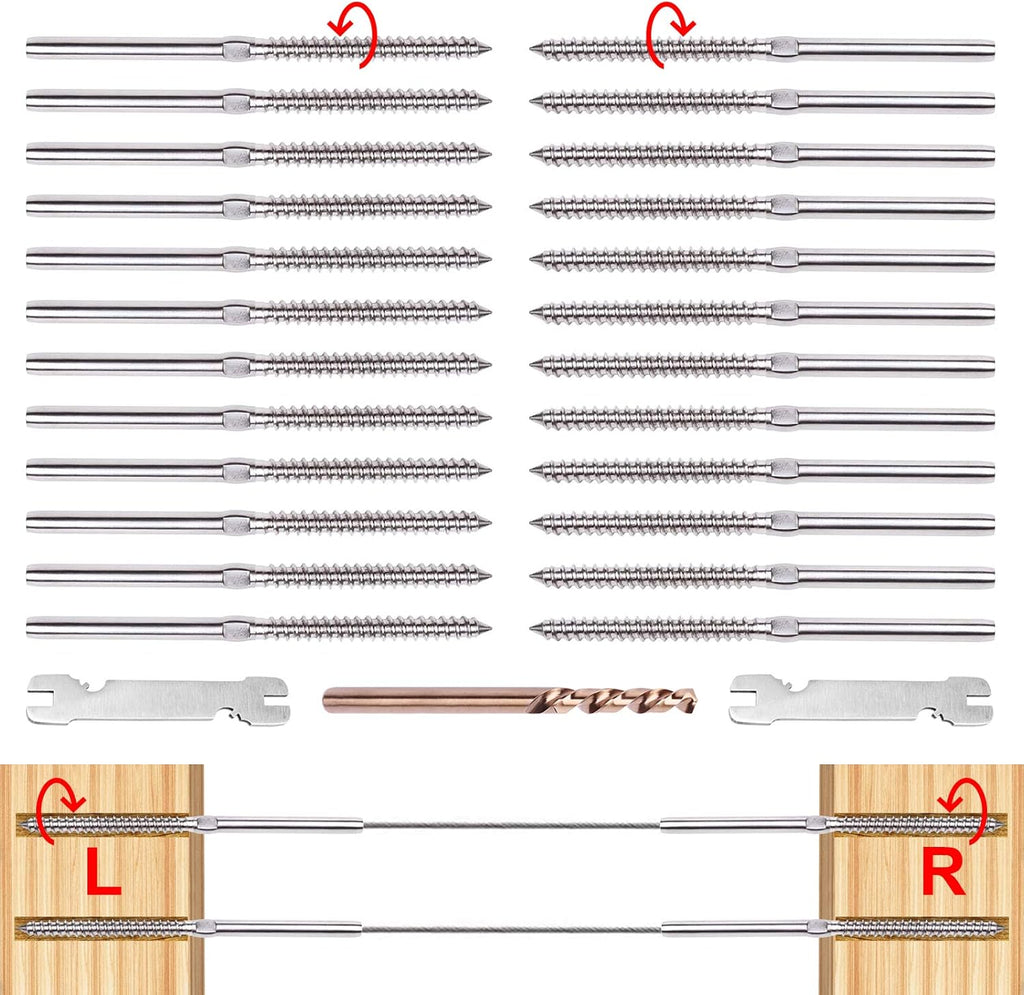 72 Pack T316 Stainless Steel Swage Lag Screws for 1/8 Cable Railing H72058