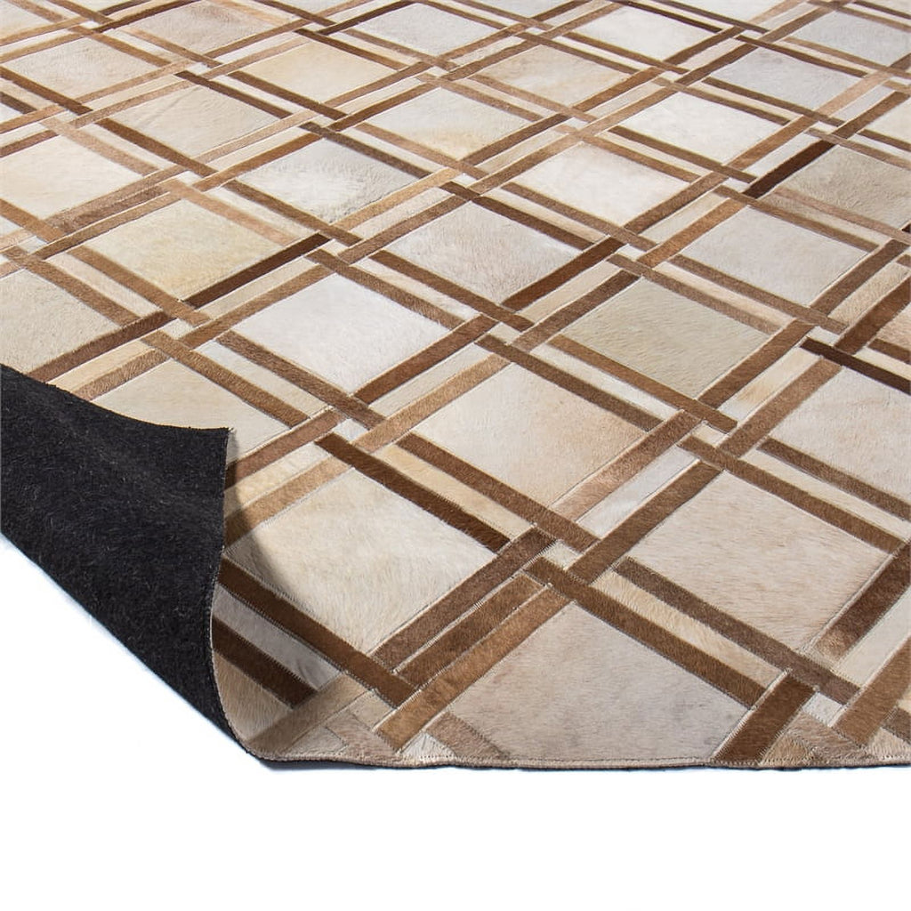 48" x 72" Rectangular Leather Area Rug in Camel Z179570