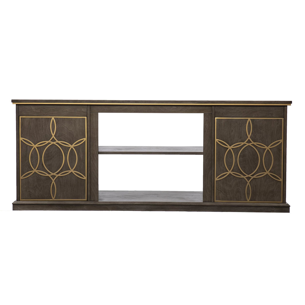 Brown and Gold Media Console with Storage S6823