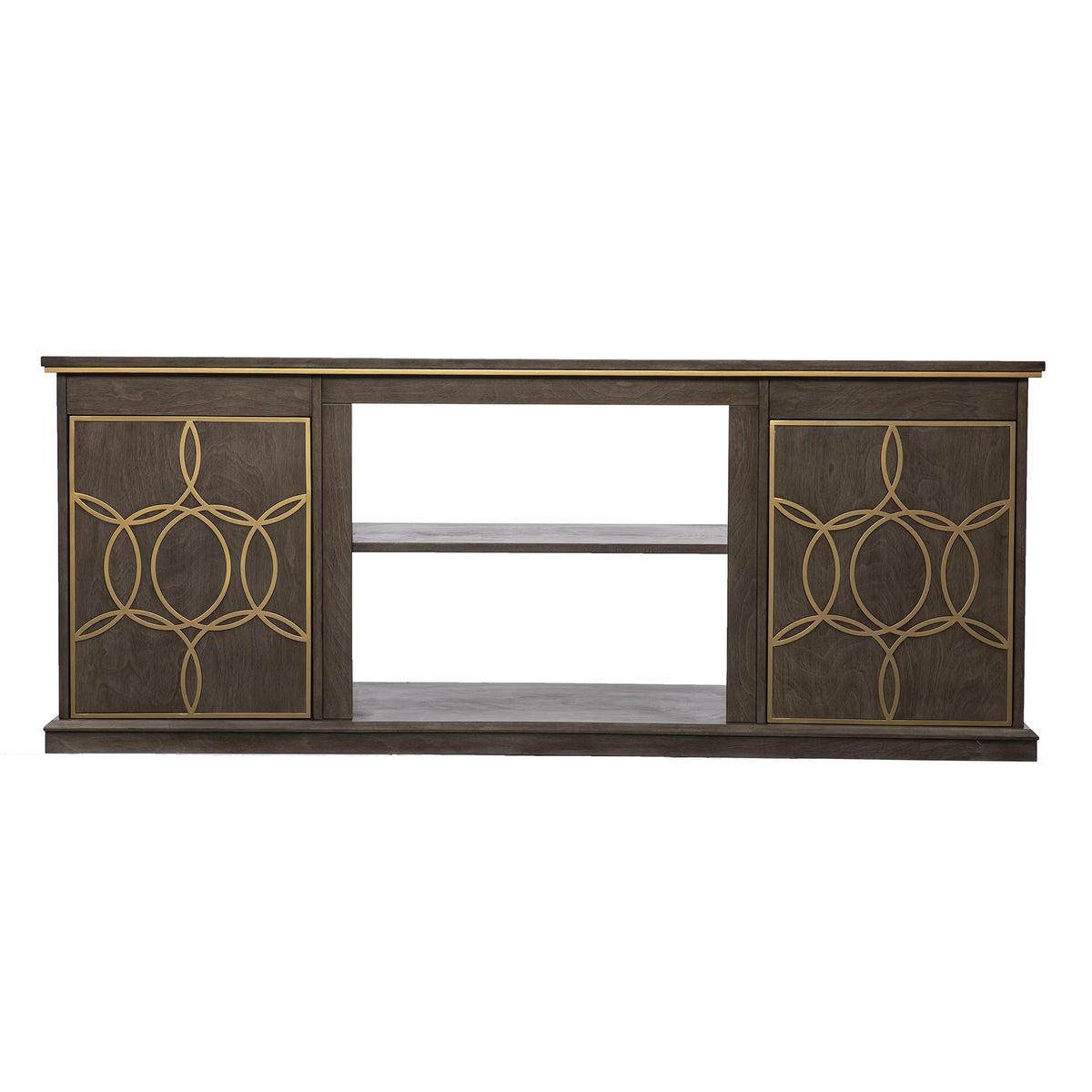 Brown and Gold Media Console with Storage S6823