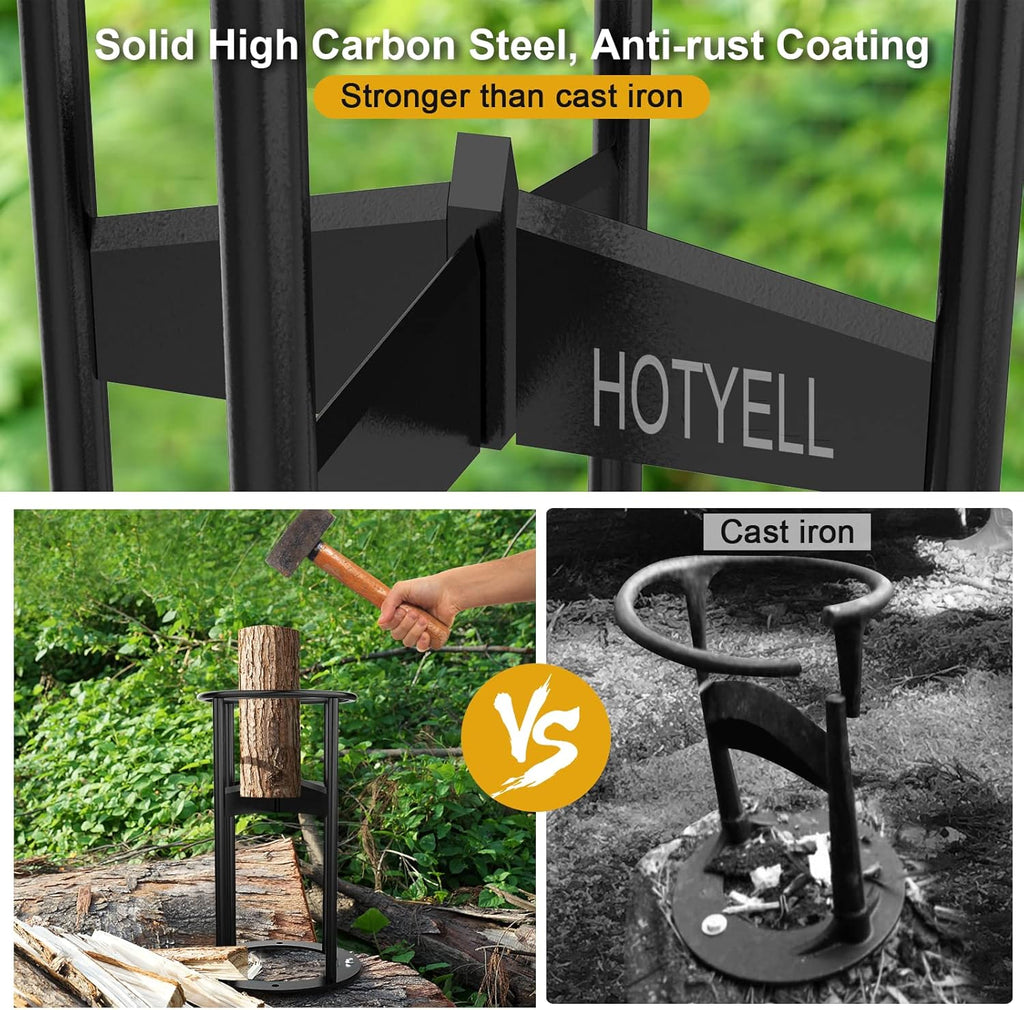High Carbon Steel Manual Log Splitting Wedge Tool with Canvas Firewood Carrier B314