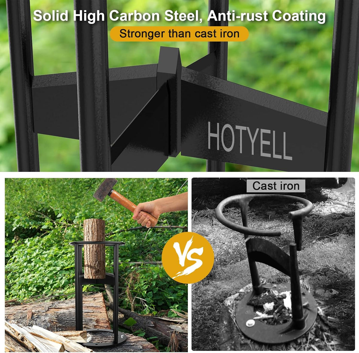High Carbon Steel Manual Log Splitting Wedge Tool with Canvas Firewood Carrier B314