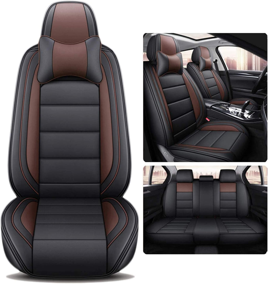 Black Coffee Leatherette Car Seat Cover Full Set X3402