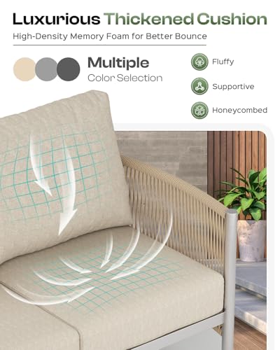 Aluminum HDPE Rope 5 Piece Patio Furniture Set with Coffee Table F26819