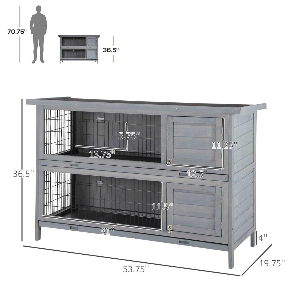 2-Story Wooden Rabbit Hutch with Lockable Doors Z95752