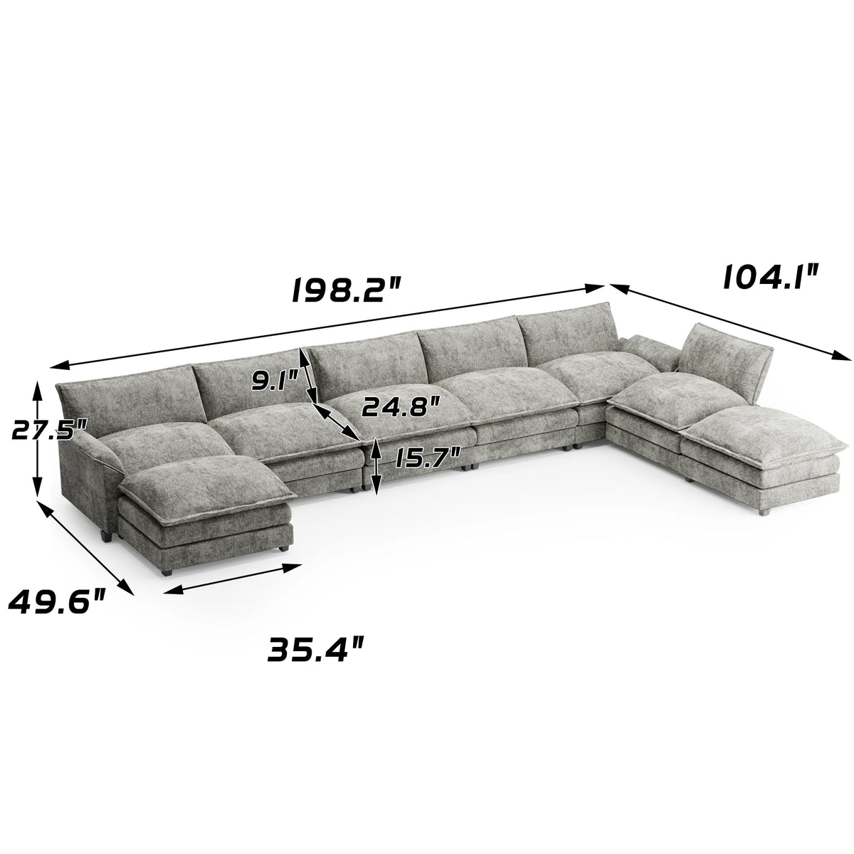 Oversized Modular Sectional Sofa with Ottomans K54558