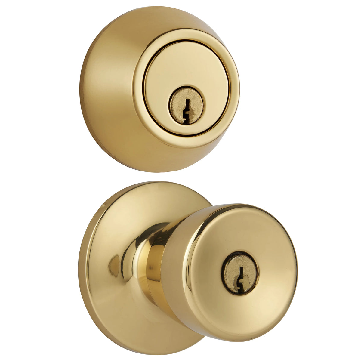 Polished Brass Doorknob and Deadbolt Combo Pack Q3963