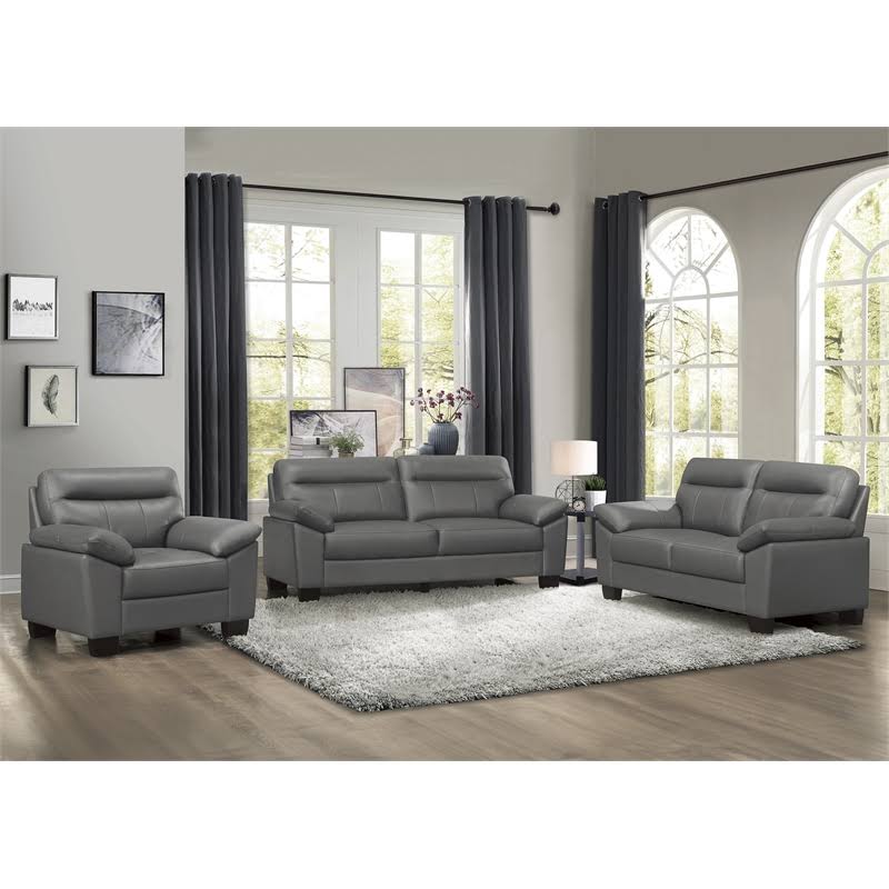 Dark Gray Leather Match Accent Chair M7519