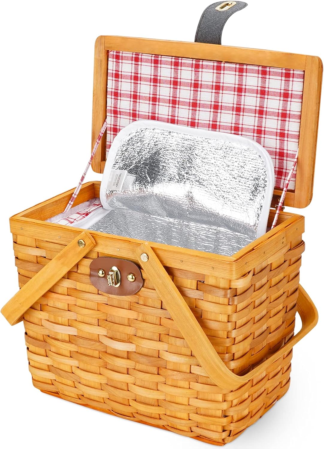 Wicker Picnic Basket with Insulated Cooler Compartment G710