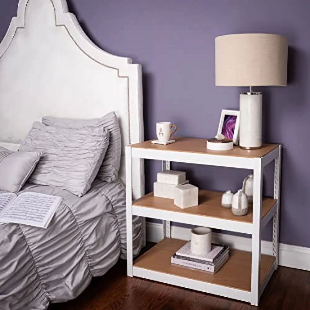 2 Shelf Adjustable Metal Shelving and Storage Bookcase White Y18562