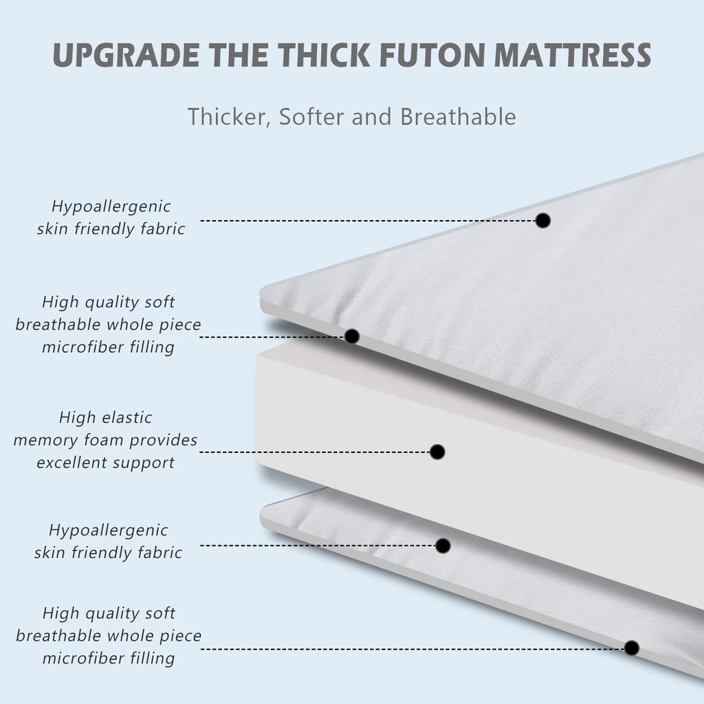 Japanese Floor Mattress Memory Foam Futon Roll Up Full Size Grey T58472