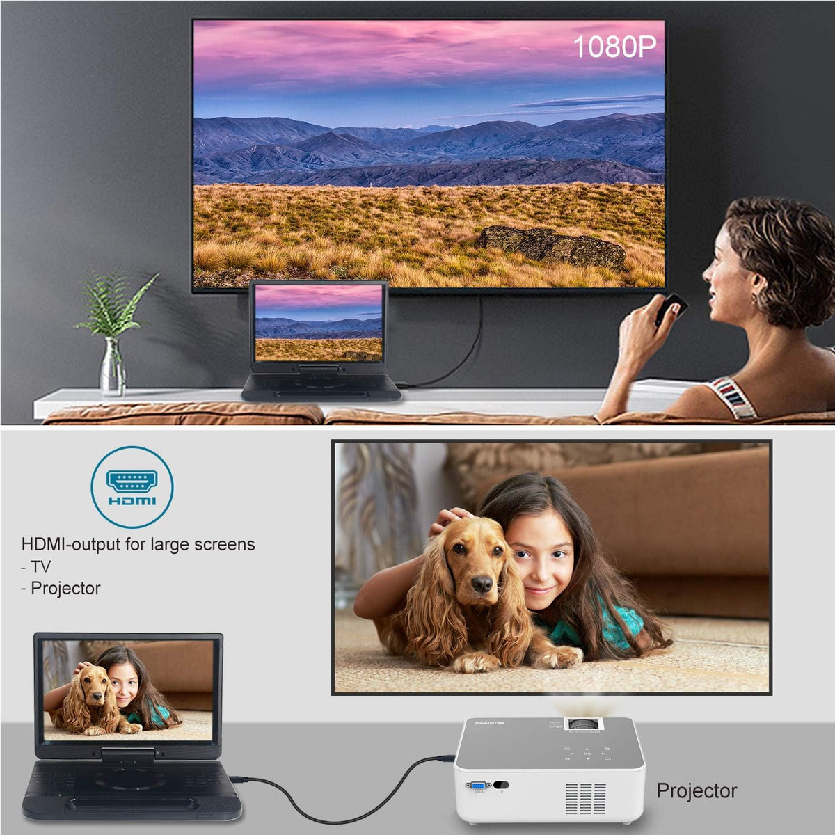 13.3 Inch Portable Bluray Player with 12 HD Swivel Screen K2192