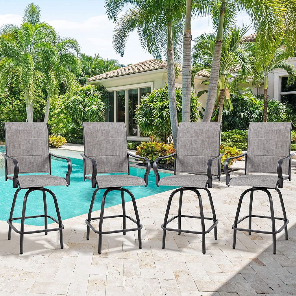 4 Pieces Gray Sling Outdoor Swivel Bar Stools V421262