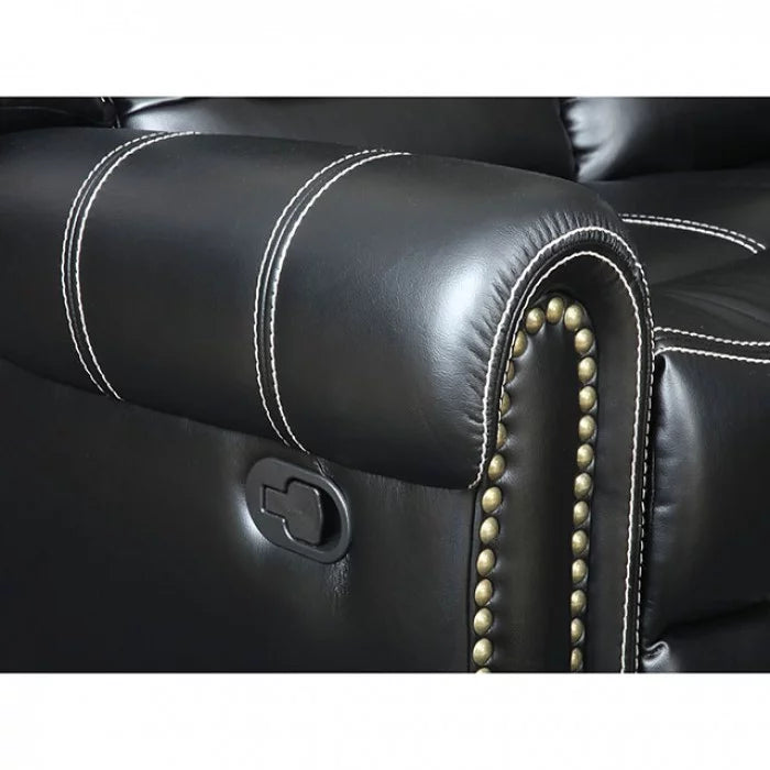 Black Leatherette Reclining Sofa and Loveseat 2pc Set F9442