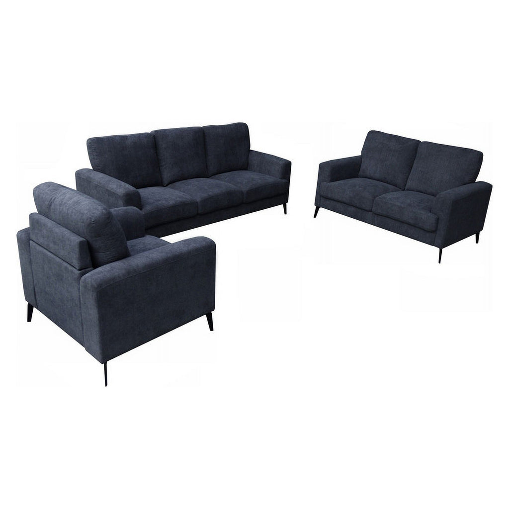 Black Chenille Sofa Loveseat Chair Set G2715