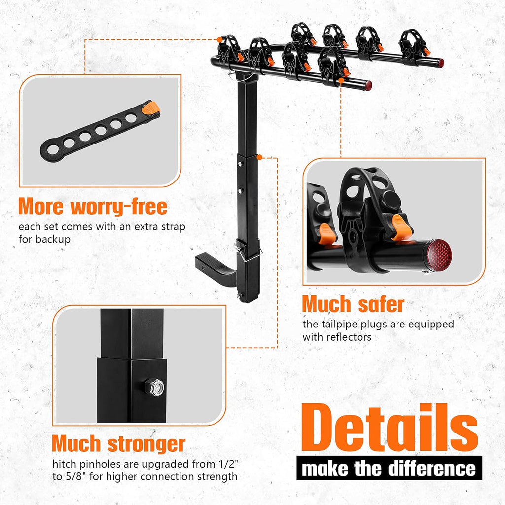 Black 2 inch Hitch Mount Double Foldable Bike Rack C598