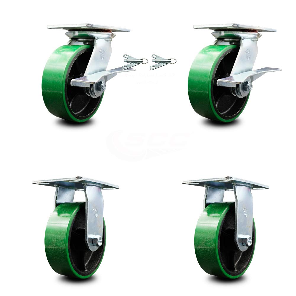 Pack of 2 Swivel Caster with 8 x 2 Green Wheel T13777