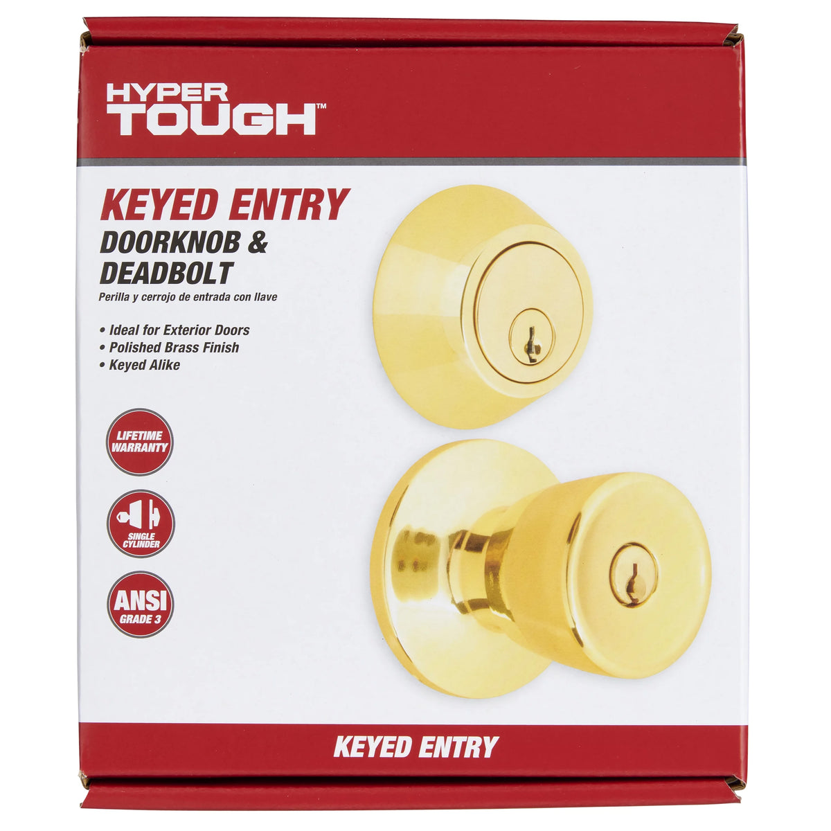 Polished Brass Doorknob and Deadbolt Combo Pack Q3963