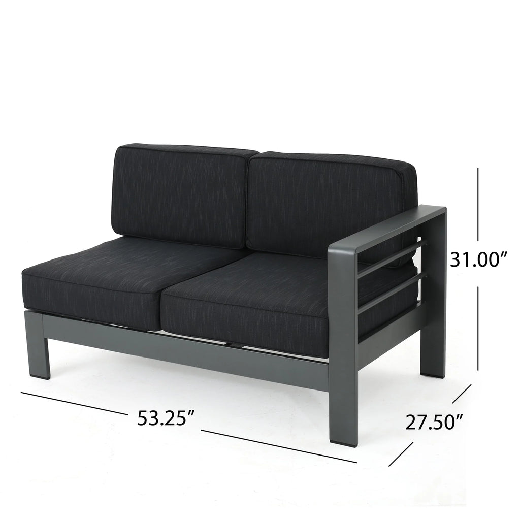 5 Piece Aluminum V-Shape Sectional Sofa Set with Cushions, Grey X6526