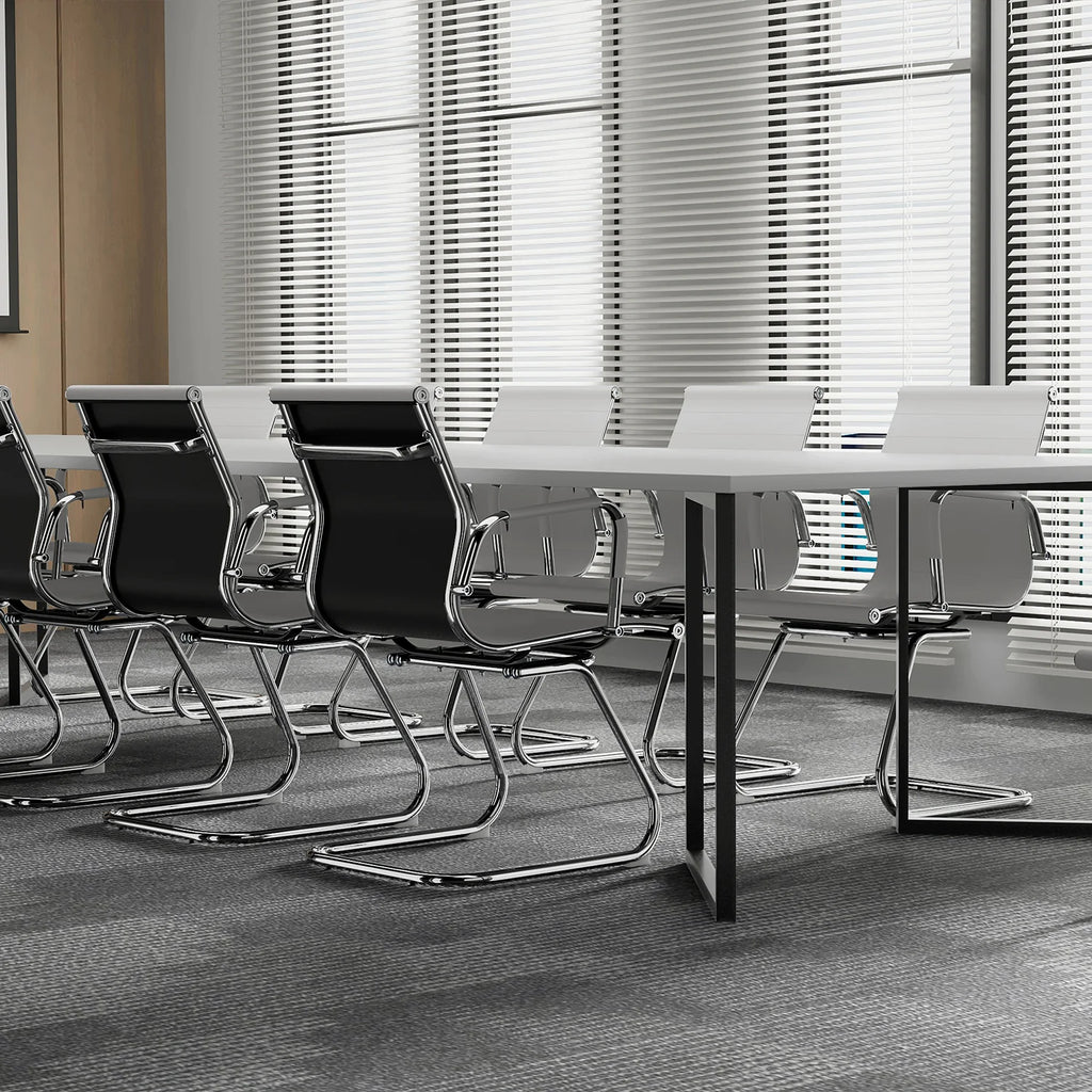 White PU Leather Mid Back Office Chair Q300