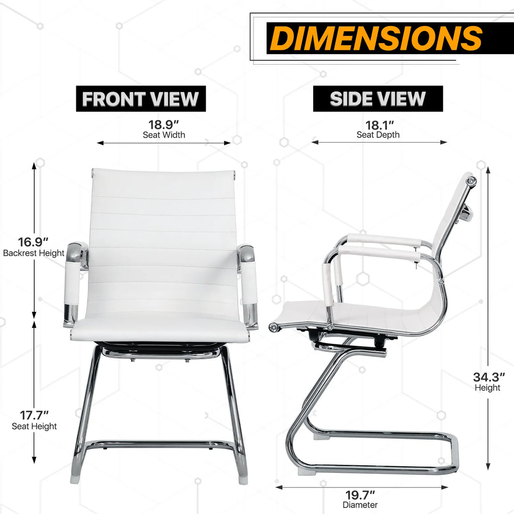 White PU Leather Mid Back Office Chair Q300