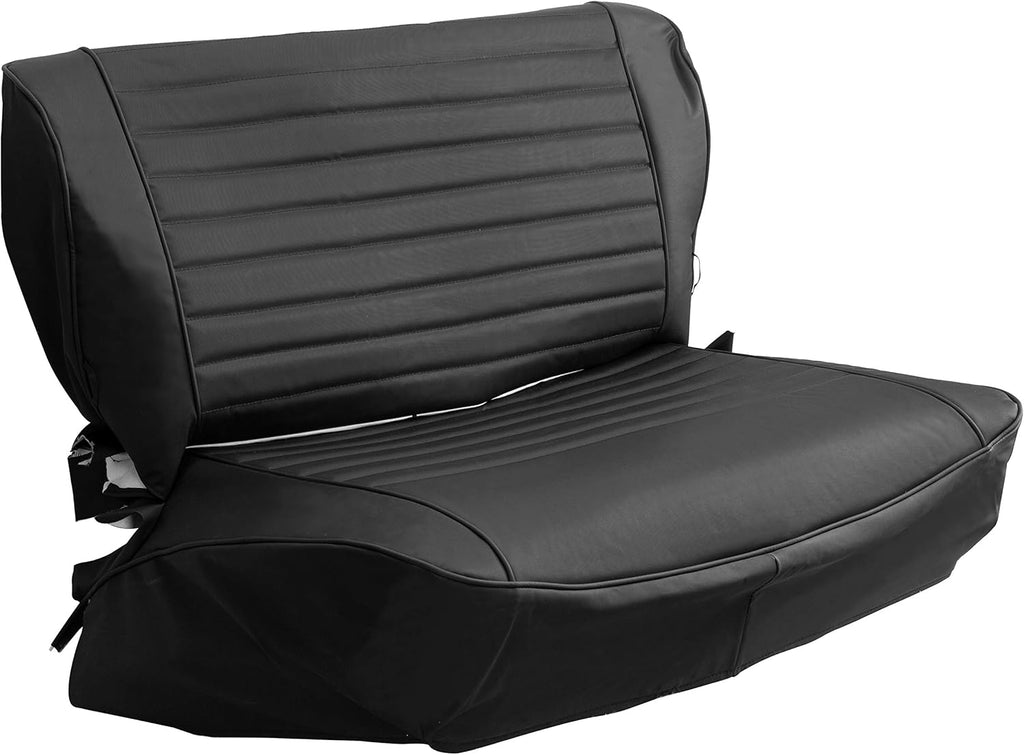 Black Faux Leather Seat Covers for Front High-Back Bucket Seats & Rear Bench Seat Q8607
