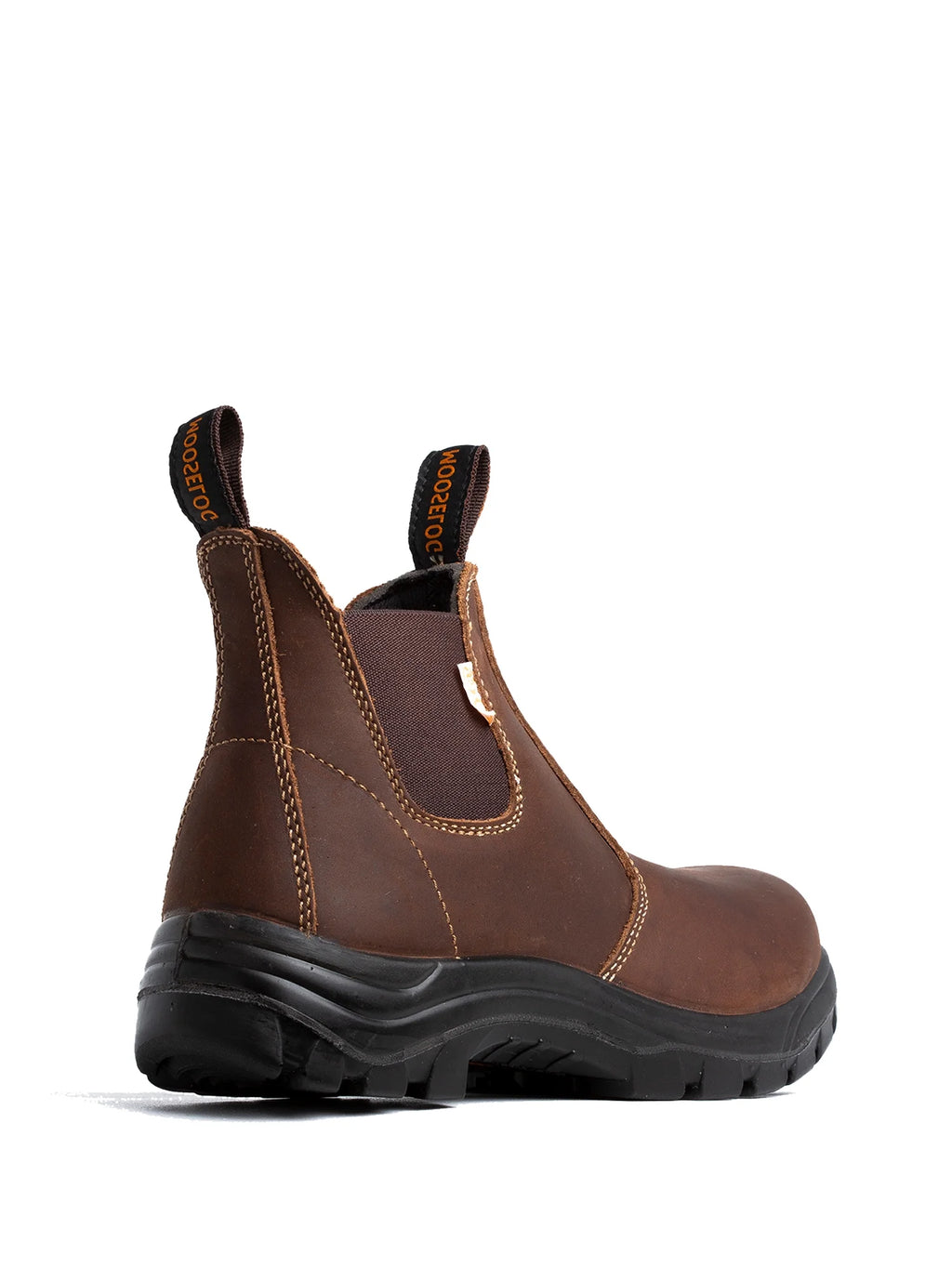 Brown Slip On Leather Steel Toe Work Boots Z998