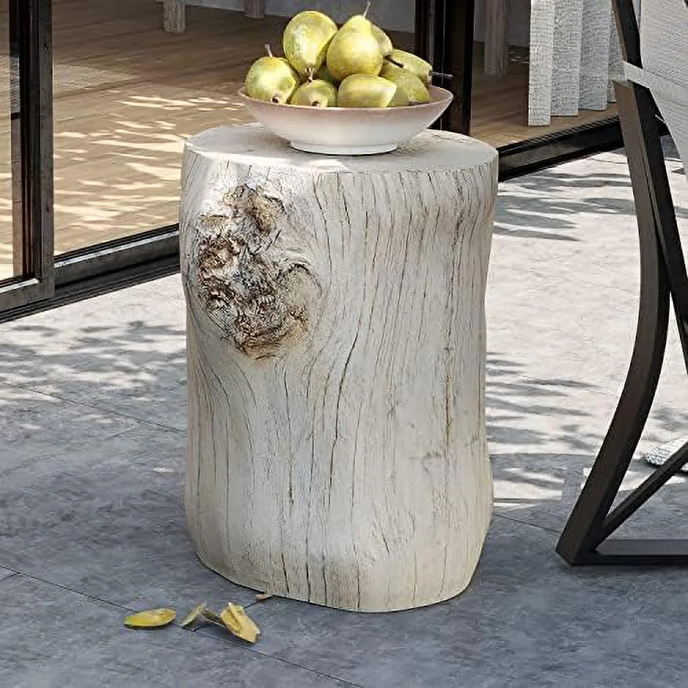 Rustic Stump Brown Wood-Look Side Table W40422