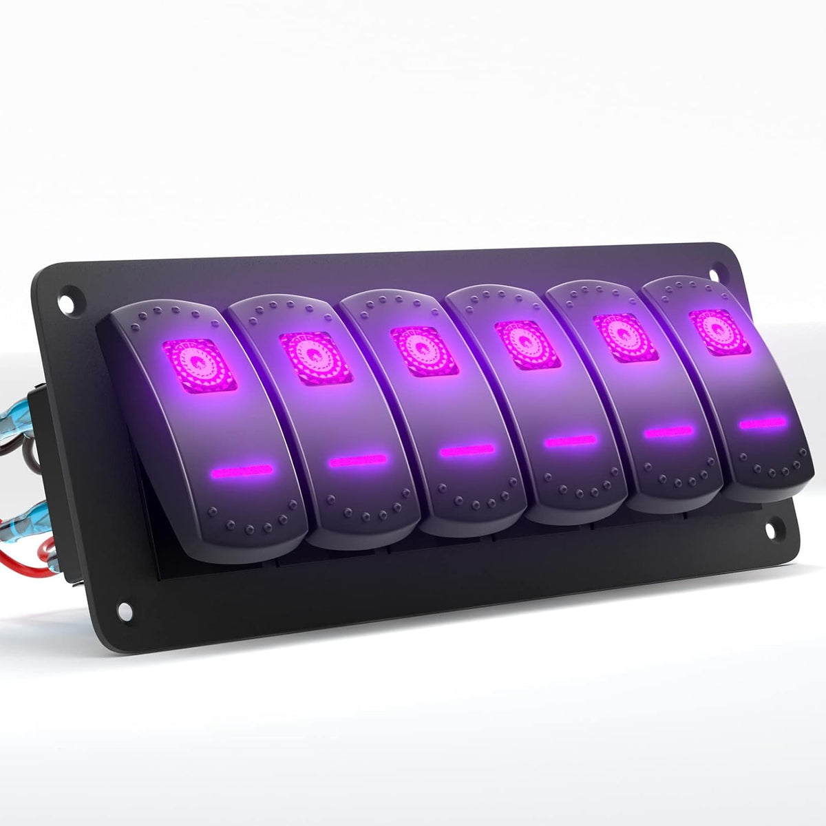 6 Gang Pre-Wired Rocker Switch Panel Aluminum Q9110