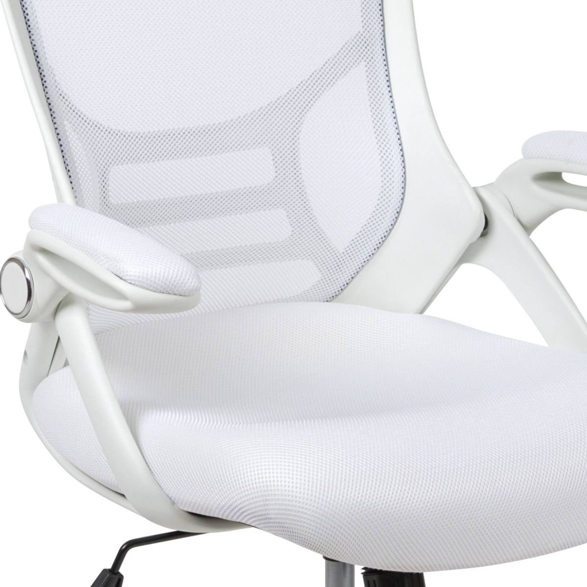 White High Back Mesh Ergonomic Swivel Office Chair with Flip Up Arms O631307