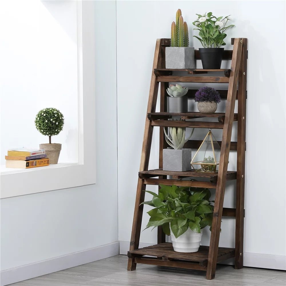 4 Tier Foldable Wooden Plant Stand U1270
