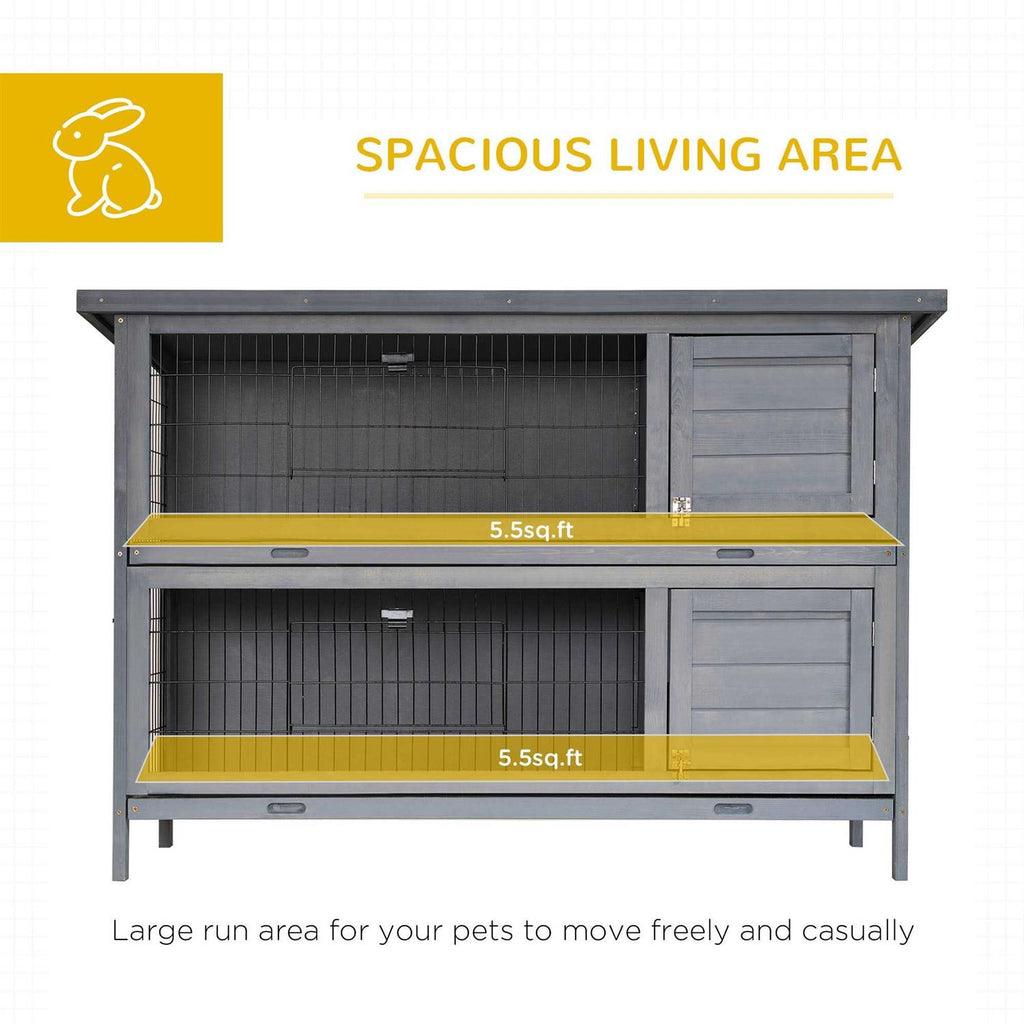 2-Story Wooden Rabbit Hutch with Lockable Doors Z95752
