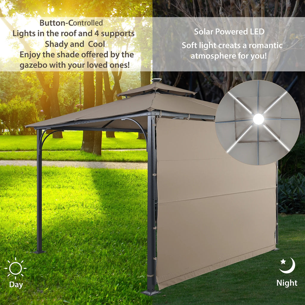 9.8ft. x 9.8ft. Outdoor Patio Gazebo with LED Light, Brown J91082