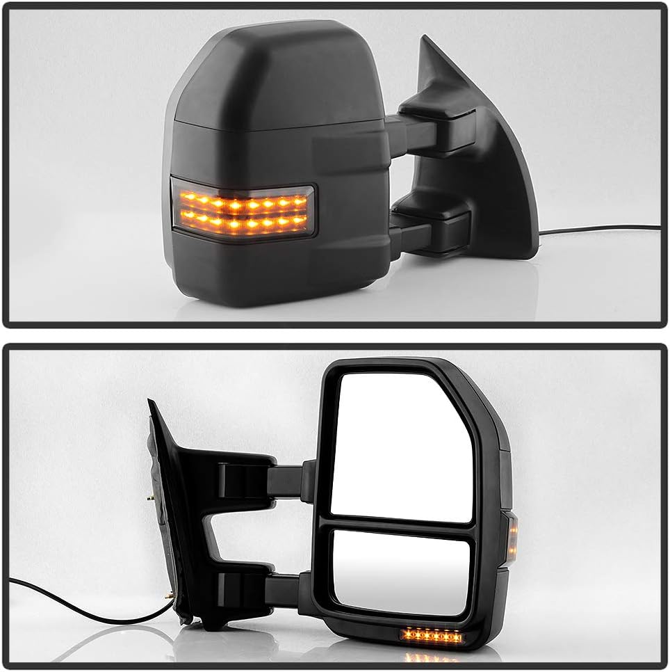 Telescoping Manual Towing Mirrors with LED Signal Pair for Ford F250 F350 F450 F550 Superduty D2910