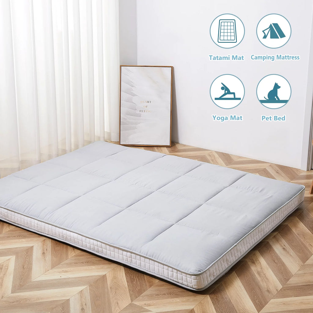 Japanese Floor Mattress Memory Foam Futon Roll Up Full Size Grey T58472