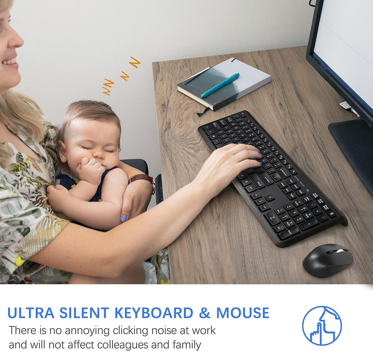 Wireless Silent Keyboard and Mouse Combo with Calculator Button E471