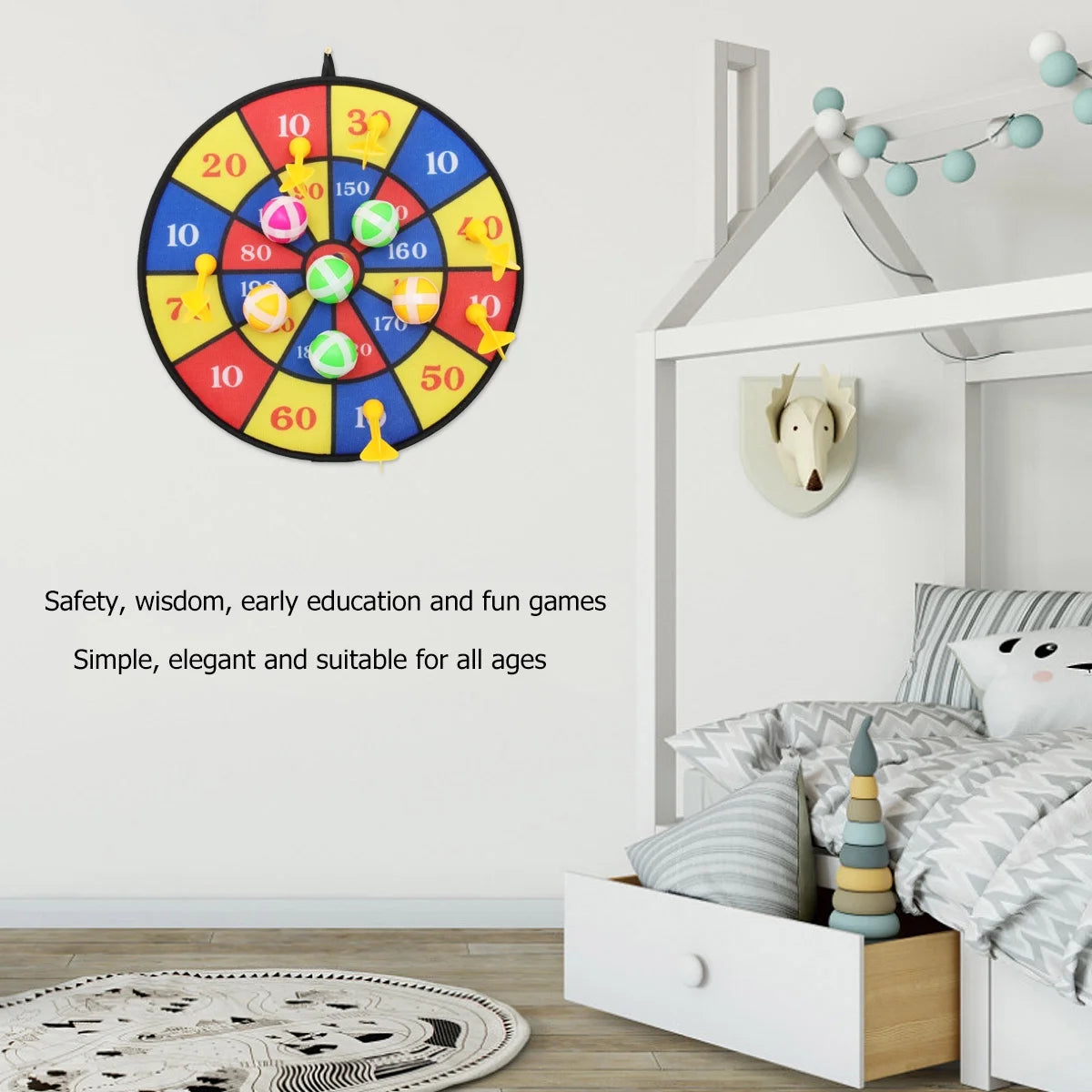 Flocking Dart Board with 4pcs Darts Dartboard Set D66058