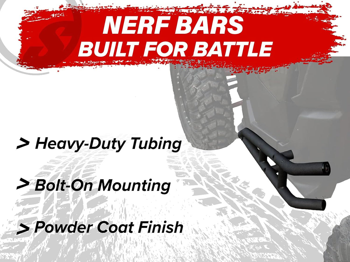 Heavy-Duty Nerf Bars with 1.75” Diameter Steel Tubing, Wrinkle Black Finish B2391
